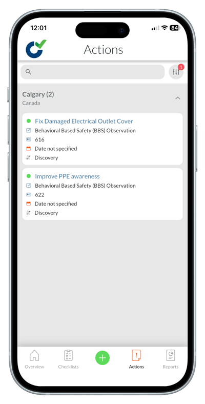 actions tab